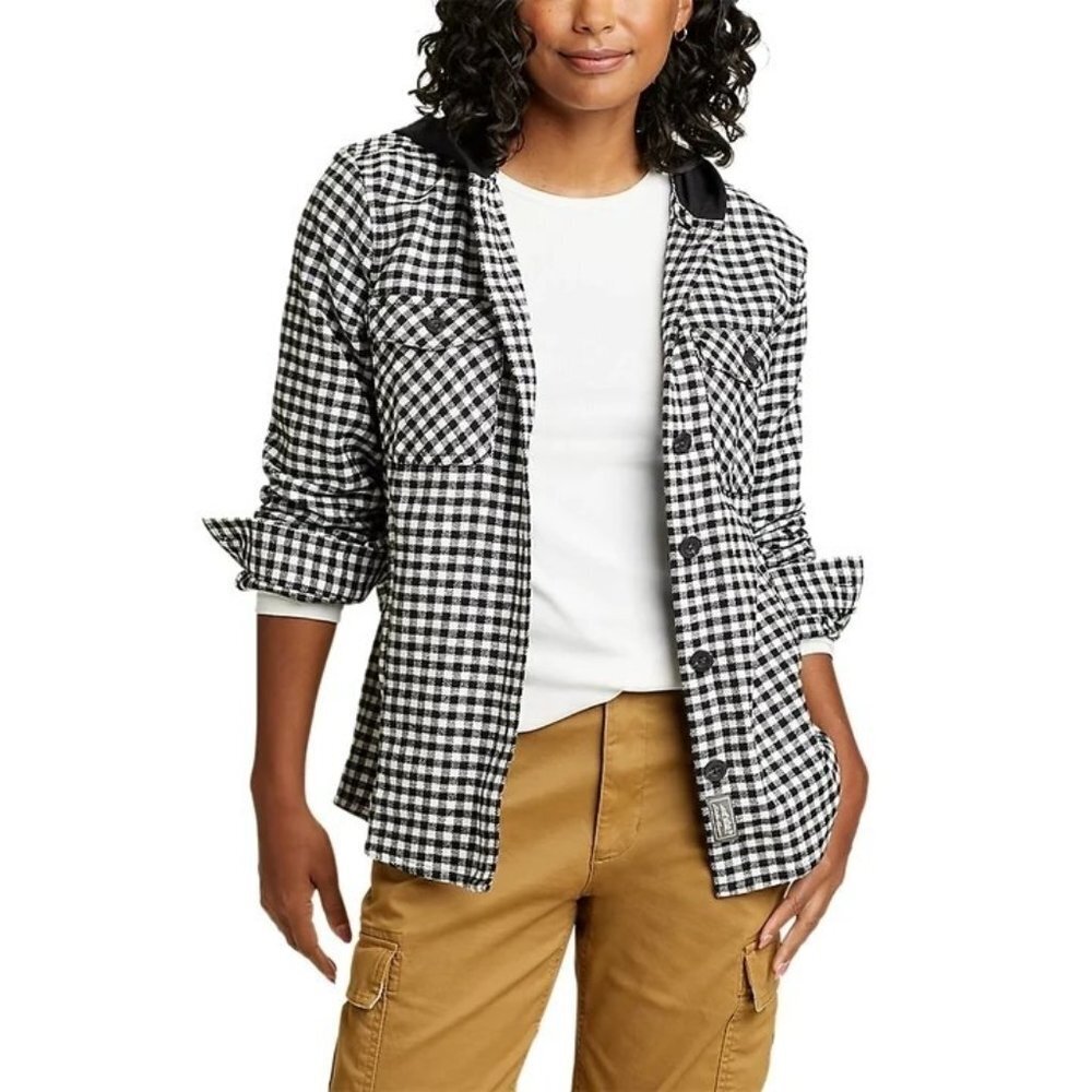 NWT Eddie Bauer Women's Flannel Hoodie‎ Shirt Jacket - Size XL